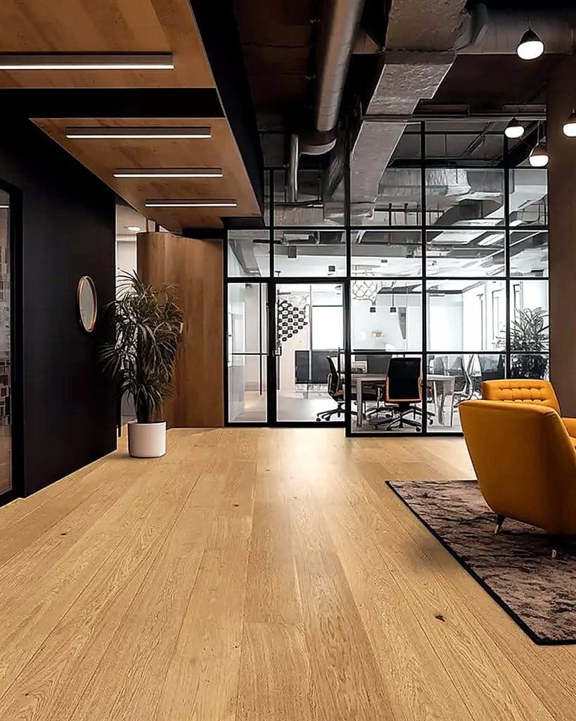 Hardwood floor in modern office space