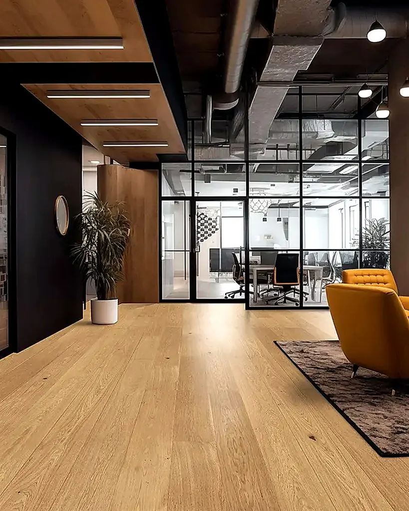 Hardwood floor in modern office space