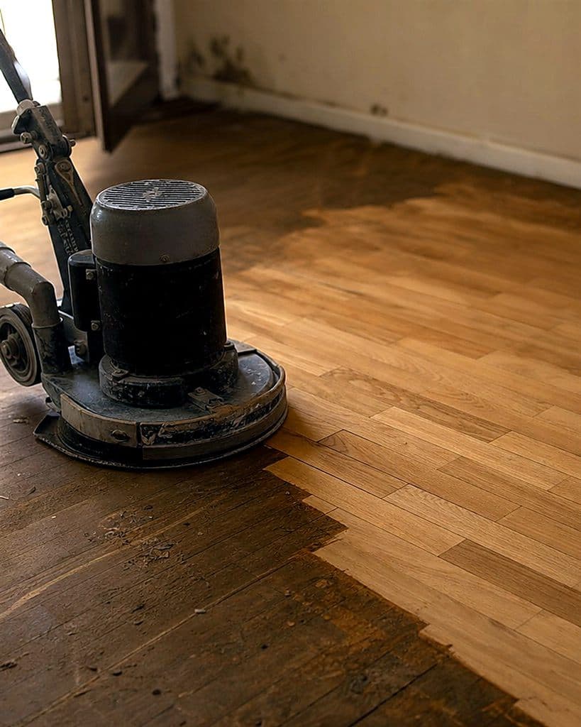 Parquet floor preparation before restoration