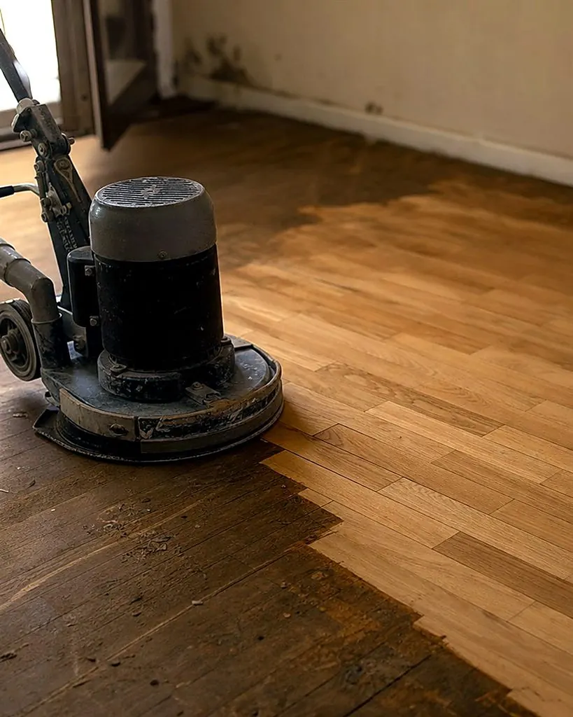 Parquet floor preparation before restoration