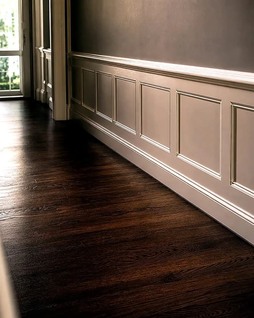 Red oak hallway after full restoration